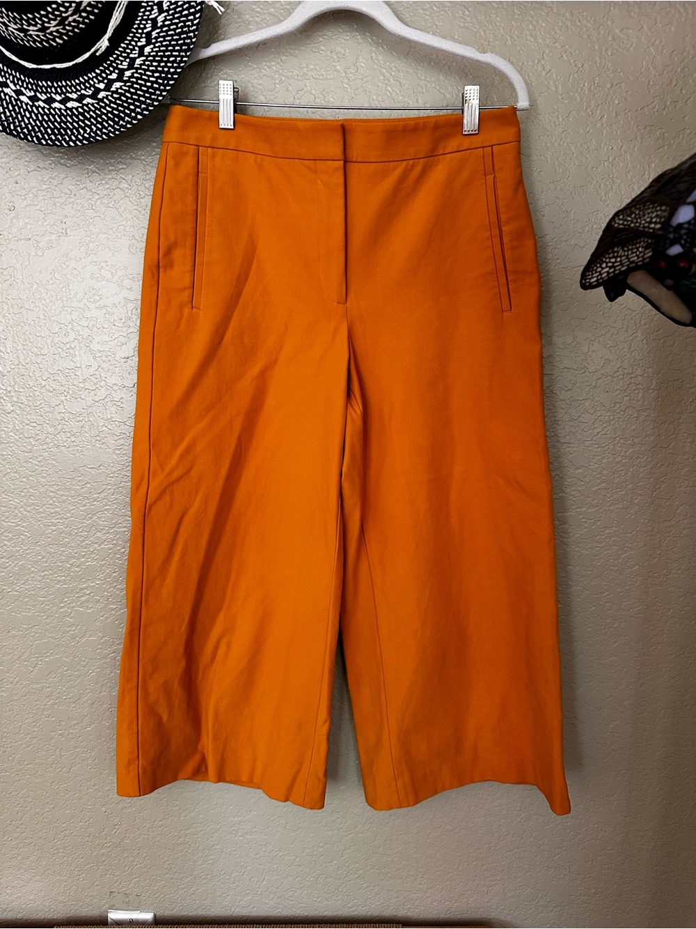 Ann Taylor Bright Orange Cropped Wide-Leg Pants